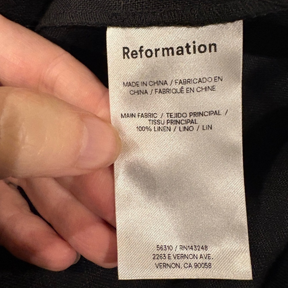 Reformation Lainey Linen mini  Dress sz 10 black white - Picture 6 of 7